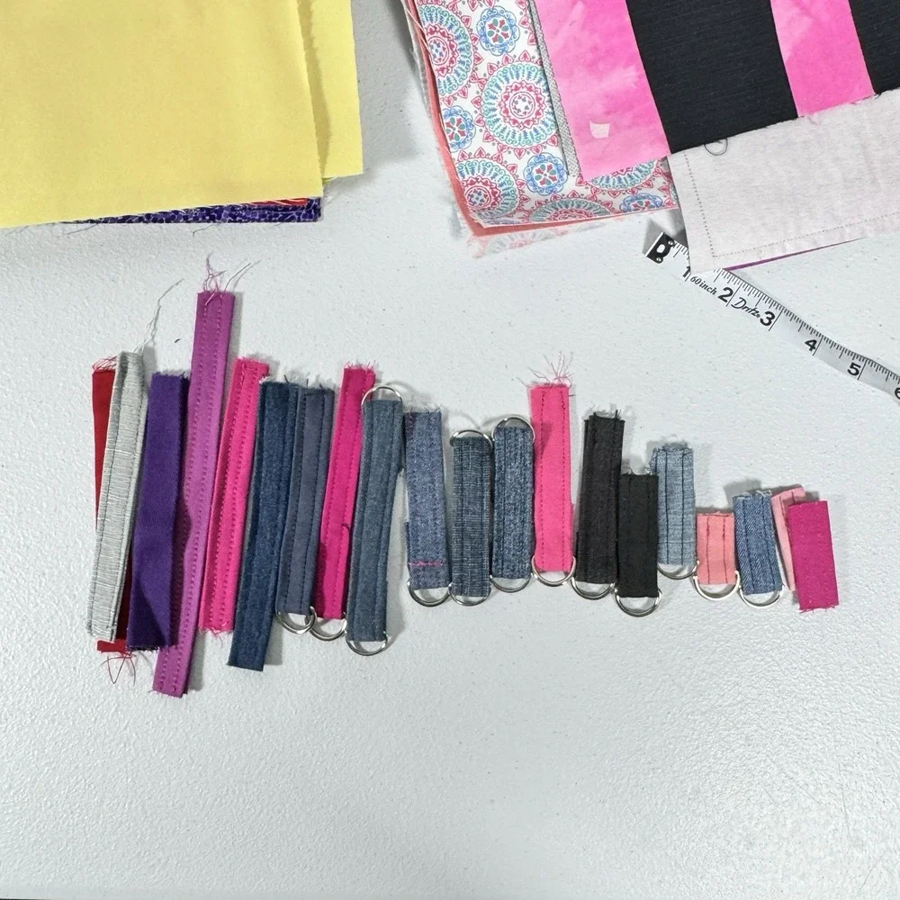Bag Making Supplies Lot Denim Fabric Zippers Wristlets Purse Sewing Kit Bundle